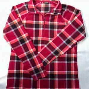 Women’s Eddie Bauer Berry Plaid 1/4 zip pullover